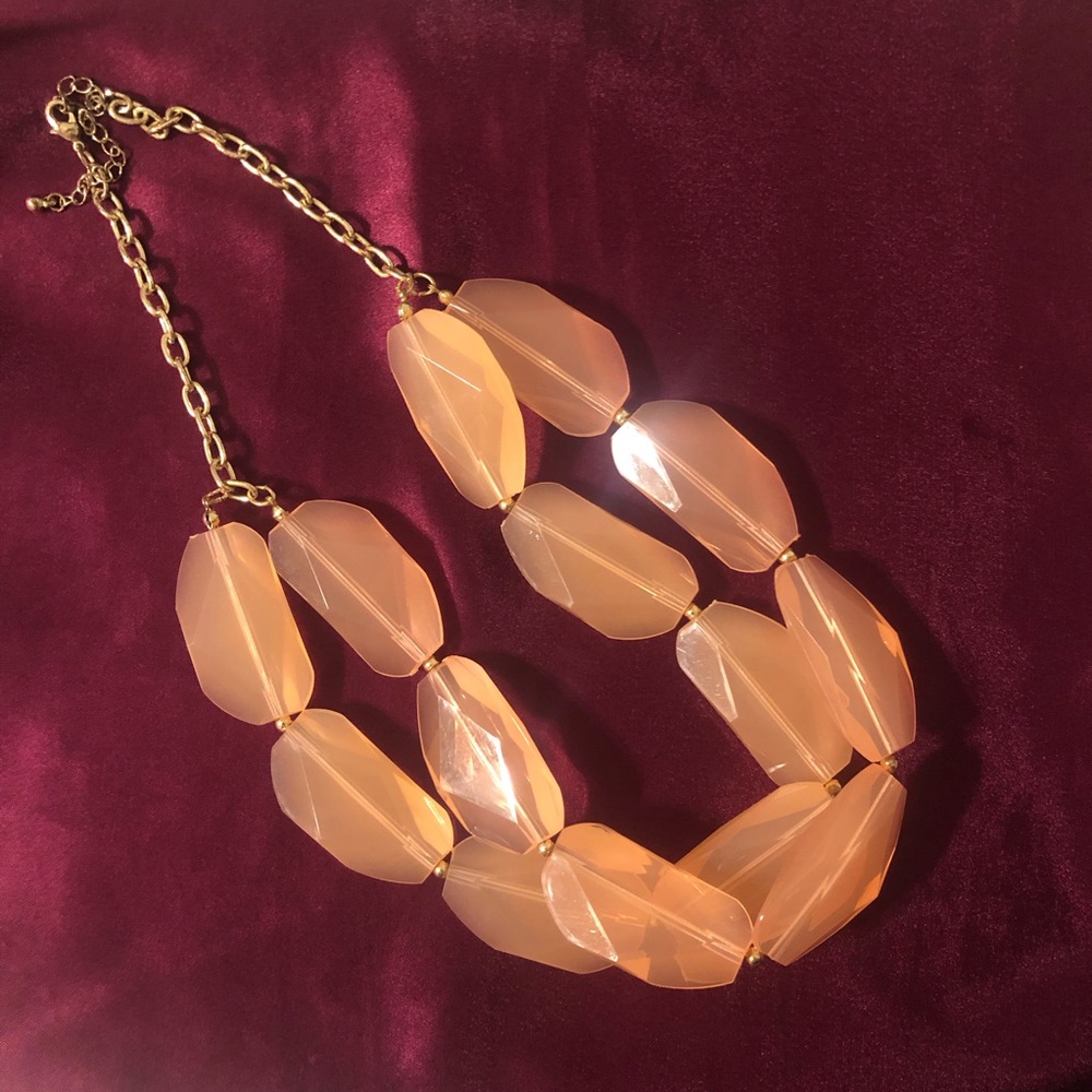 Chunky Opaque Pink Orange Beaded Necklace